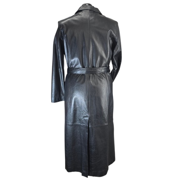 Wilsons Leather Pelle Studio Black Trench Coat Belted Thinsulate Liner M - Picture 3 of 16